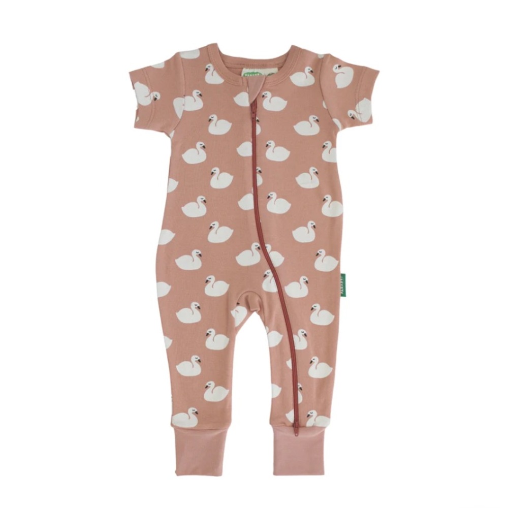 PARADE Organic Signature Print '2-Way' Zip Romper Short Sleeve